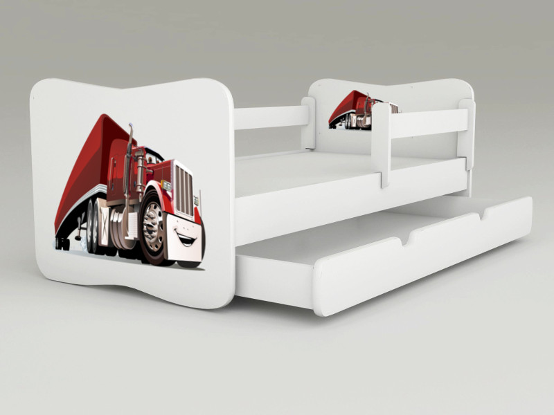 Detská posteľ s odnímateľnými bočnicami + šuflík Truck červený